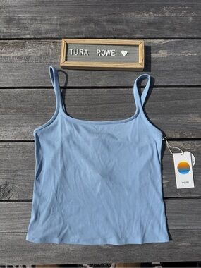 Vuori Pose Cami Surf small NWT Ribbed Tank Top Blue Yoga Activewear
